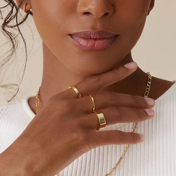 Set of 3 rose gold rings - Picture 2 of 4